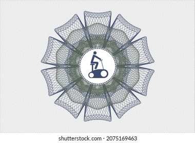 Rosette lineal azul y verde. con icono de bicicleta estacionaria dentro