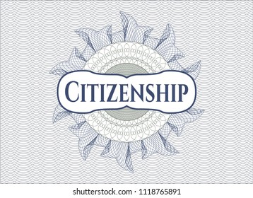 Blue and green linear rosette with text Citizenship inside