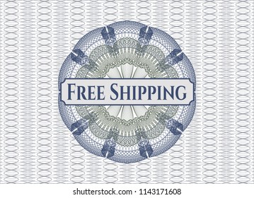 Blue and green linear rosette with text Free Shipping inside