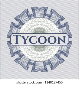 Blue and green linear rosette with text Tycoon inside