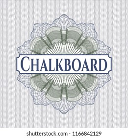Blue and green linear rosette with text Chalkboard inside