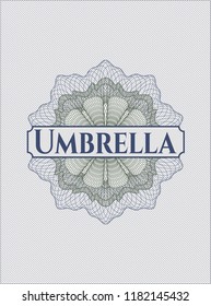 Blue and green linear rosette with text Umbrella inside
