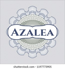 Blue and green linear rosette with text Azalea inside