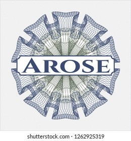 Blue and green linear rosette with text Arose inside