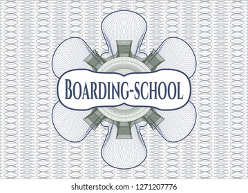 Blue and green linear rosette with text Boarding-school inside