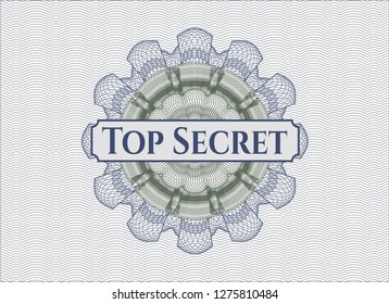 Blue and green linear rosette with text Top Secret inside