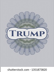  Blue and green linear rosette with text Trump inside