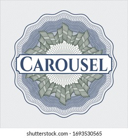 Rosette lineal azul y verde con texto Carrusel interior
