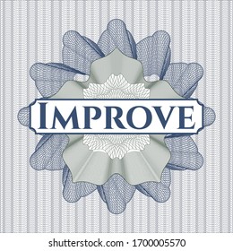 Blue and green linear rosette with text Improve inside