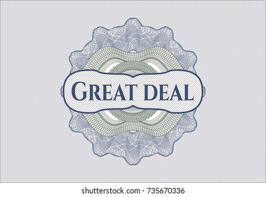 Blue and green linear rosette with text Great Deal inside