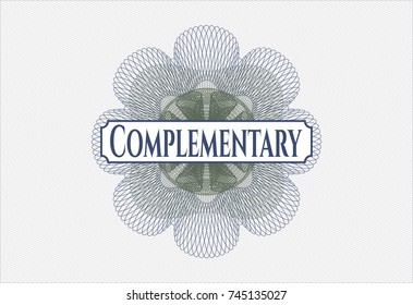 Blue and green linear rosette with text Complementary inside