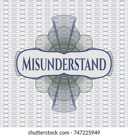 Blue and green linear rosette with text Misunderstand inside