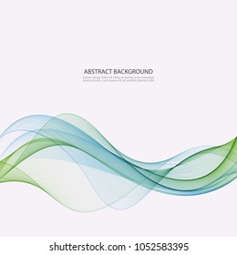 Blue and green lines in the form of waves of.Abstract wave.Technology background.