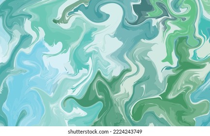 Blue and green liquid marbling paint texture background fluid painting abstract