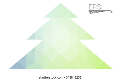 Blue, green low poly style christmas tree vector illustration consisting of triangles. Abstract triangular polygonal origami or crystal design of New Years celebration. Isolated on white background