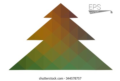 Blue, green low poly style christmas tree vector illustration consisting of triangles. Abstract triangular polygonal origami or crystal design of New Years celebration. Isolated on white background