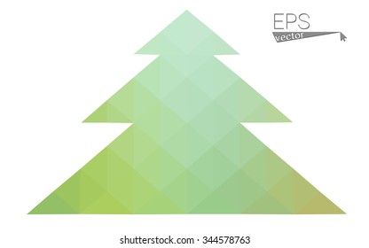 Blue, green low poly style christmas tree vector illustration consisting of triangles. Abstract triangular polygonal origami or crystal design of New Years celebration. Isolated on white background
