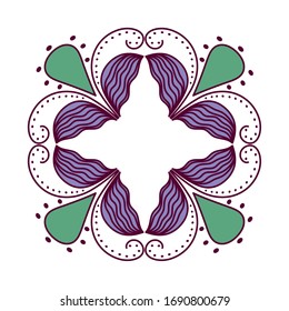 blue and green mandala leaves drops feathers circle design of Bohemic ornament indian decoration retro vintage meditation henna ethnic arabic texture and tribal theme Vector illustration