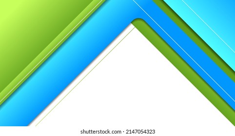 Blue and green material stripes abstract corporate background. Geometry vector design