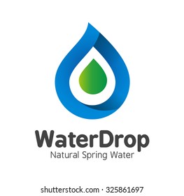 Blue Green Mineral Bottled Spring Water Drop logo template