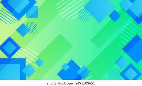 Blue and green minimal geometric shape abstract background