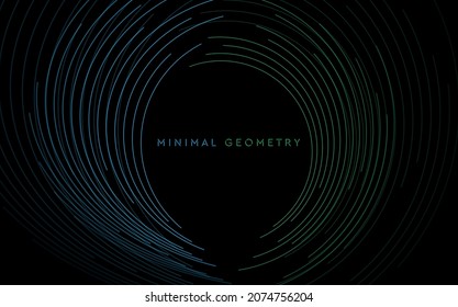 Blue green minimal round lines abstract futuristic tech background. Vector digital art design
