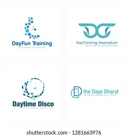 Blue green mint line art bubble soap clockwise initial D badge modern logo design vector suitable for time reminder clock disco shop digital fashion tech stopwatch chronometer