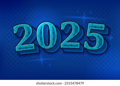 Blue green modern 2025 text effect poster with luxury hotel and casino vibes for New Year's Eve celebrations, parties, social media, events, and promotional ads