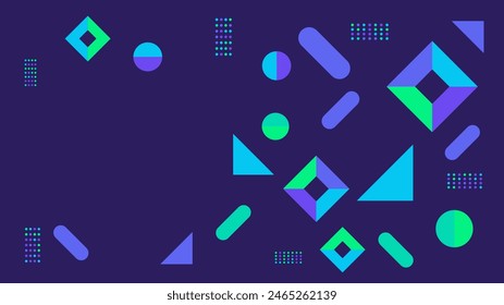 Blue and green modern abstract background with geometric shapes and lines. Minimalist cover template design