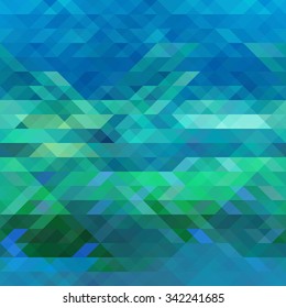 Blue and green modern abstract background. Mosaic of triangles.Contemporary bright background for printing. 