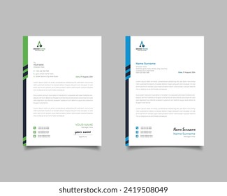 Blue And Green Modern Business Letterhead Simple clean Template Design