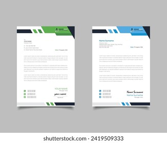 Blue And Green Modern Business Letterhead Simple clean Template Design