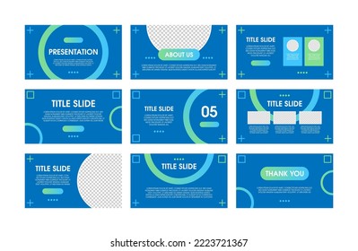 Blue and green modern presentation templates set. Use for social media,  presentation background, brochure design, website slider, landing page, annual report, company profile.