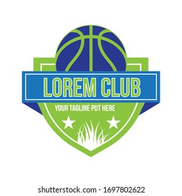 blue and green modern sporty basketball club logo template