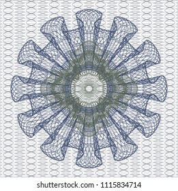 Blue and green money style emblem or rosette