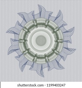 Blue and green money style emblem or rosette