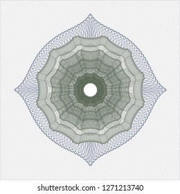Blue and green money style emblem or rosette