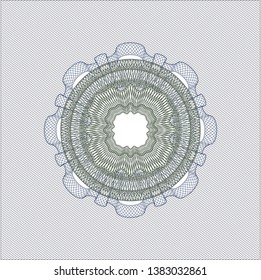 Blue and green money style emblem or rosette. Vector Illustration. Detailed.