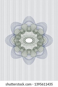 Blue and green money style emblem or rosette. Vector Illustration. Detailed.