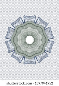 Blue and green money style emblem or rosette. Vector Illustration. Detailed.