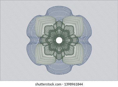 Blue and green money style emblem or rosette. Vector Illustration. Detailed.