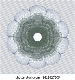 Blue and green money style emblem or rosette. Vector Illustration. Detailed.