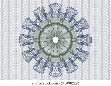 Blue and green money style emblem or rosette. Vector Illustration. Detailed.