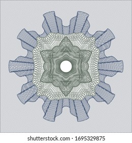 Blue and green money style emblem or rosette. Vector Illustration. Detailed.