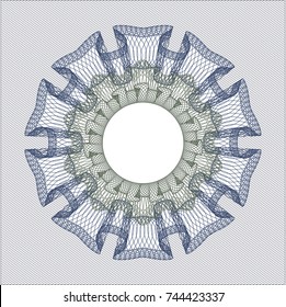 Blue and green money style emblem or rosette