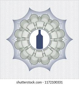 Blue and green money style rosette with bottle icon inside