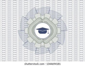 Blue And Green Money Style Rosette With Graduation Cap Icon Inside