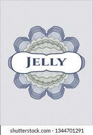 Blue and green money style rosette with text Jelly inside