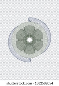 Blue and green money style rosette. Vector Illustration. Detailed.