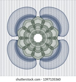 Blue and green money style rosette. Vector Illustration. Detailed.